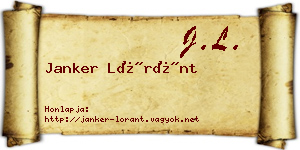Janker Lóránt névjegykártya